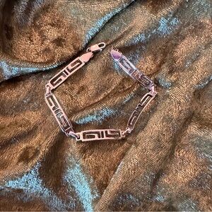 Greek Key, Gold Tone Bracelet, 7”